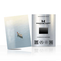 Solitary Boat Serenity Metal Wall Art – Minimal Ocean Reflection Magnetic Aluminium Print | MagnetArt