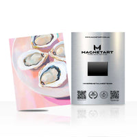 Pink Oyster Wall Art – Coastal Abstract Seafood Aluminium Print | MagnetArt