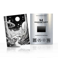 Celestial Flow Black & White Metal Wall Art – Abstract Cosmic Landscape Aluminium Print | MagnetArt