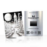Lunar Passage Black & White Metal Wall Art – Surreal Cosmic Path Aluminium Print | MagnetArt