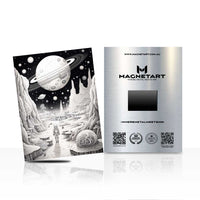Cosmic Terrain Black & White Metal Wall Art – Planet Landscape Surreal Aluminium Print | MagnetArt