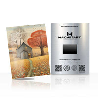Autumn Cottage Retreat Metal Wall Art – Rustic Countryside Landscape Magnetic Aluminium Print | MagnetArt
