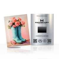 Cowboy Boots Floral Wall Art – Rustic Chic Aluminium Print | MagnetArt