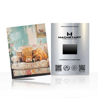 Highland Cow Cozy Wall Art – Farmhouse Animal Magnetic Aluminium Print | MagnetArt