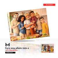 Custom 3D Character Family Metal Wall Art – Personalised Photo to 3D Cartoon Aluminium Print | MagnetArt