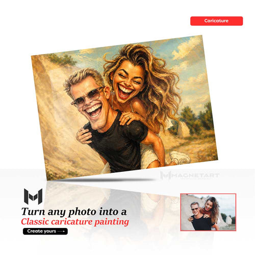 Custom Caricature Portrait on Metal – Funny Personalised Wall Art from Your Photo | MagnetArt