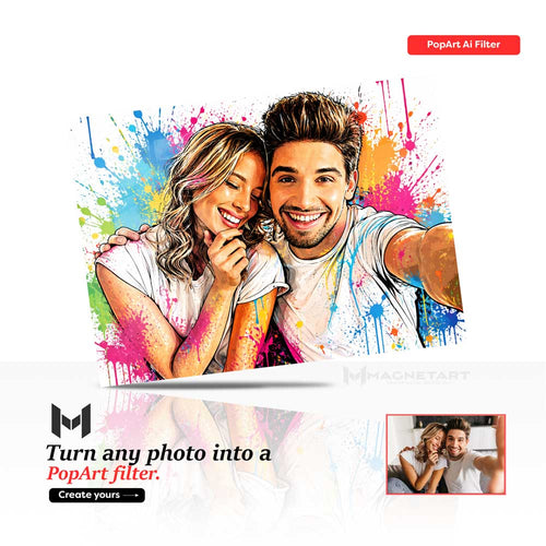Custom Pop Art Metal Wall Art – Personalised Photo to Colour Splash Portrait | MagnetArt