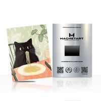 Black Cat Pasta Metal Wall Art – Cozy Kitchen Magnetic Aluminium Print | MagnetArt