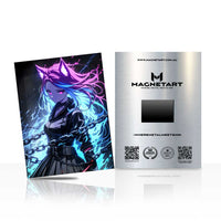Neon Storm Ronin Metal Wall Art – Cyber Samurai Energy Warrior Magnetic Aluminium Print | MagnetArt