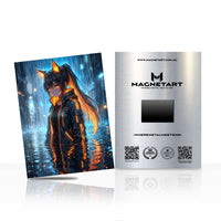 Neon Wolf Sentinel Metal Wall Art – Cyberpunk Alpha Guardian Magnetic Aluminium Print | MagnetArt