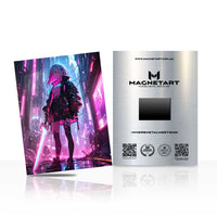 Neon Skyline Wanderer Metal Wall Art – Cyberpunk City Dreamer Magnetic Aluminium Print | MagnetArt