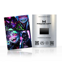 Neon Chaos Rebellion Metal Wall Art – Cyberpunk Villain Collage Magnetic Aluminium Print | MagnetArt
