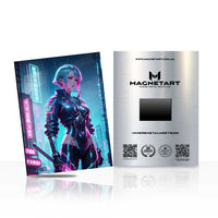 Neon Nexus Operative Metal Wall Art – Cyberpunk Warrior Magnetic Aluminium Print | MagnetArt
