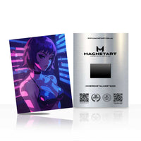 Neon Velocity Muse Metal Wall Art – Retro Cyberpunk Portrait Magnetic Aluminium Print | MagnetArt