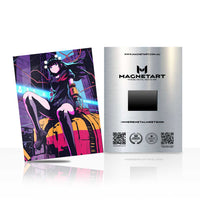Neon Drift Renegade Metal Wall Art – Cyberpunk Street Rider Magnetic Aluminium Print | MagnetArt