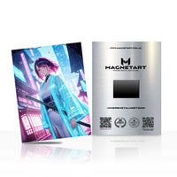 Neon Skyline Ronin Metal Wall Art – Cyberpunk Street Samurai Magnetic Aluminium Print | MagnetArt