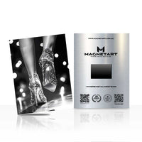Elegant Ballet Shoes Metal Wall Art – Black & White Dance Magnetic Aluminium Print | MagnetArt