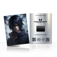 Dark Anime Warrior Metal Wall Art – Red Eyes Anime Character Aluminium Poster | MagnetArt