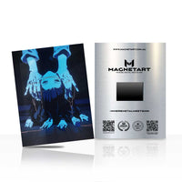 Neon Phantom Hands Metal Wall Art – Dark Cyberpunk Skeleton Art Magnetic Aluminium Print | MagnetArt