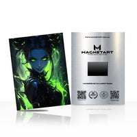 Venom Eclipse Sorceress Metal Wall Art – Neon Dark Fantasy Anime Portrait Magnetic Aluminium Print | MagnetArt