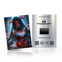 Crimson Abyss Enchantress Metal Wall Art – Dark Cosmic Sorceress Magnetic Aluminium Print | MagnetArt