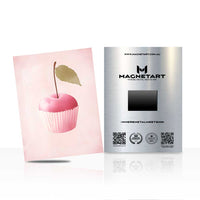 Minimal Pink Cupcake Metal Wall Art – Cute Pastel Dessert Magnetic Aluminium Print | MagnetArt