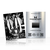 Disco Glam Heels Metal Wall Art – Black & White Fashion Magnetic Aluminium Print | MagnetArt