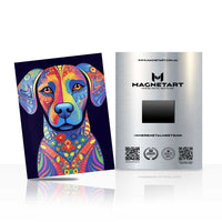 Psychedelic Pop Dog Metal Wall Art – Colorful Canine Portrait Magnetic Aluminium Print | MagnetArt
