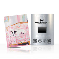 Pink Puppy Lounge Metal Wall Art – Whimsical Dog Sofa Magnetic Aluminium Print | MagnetArt