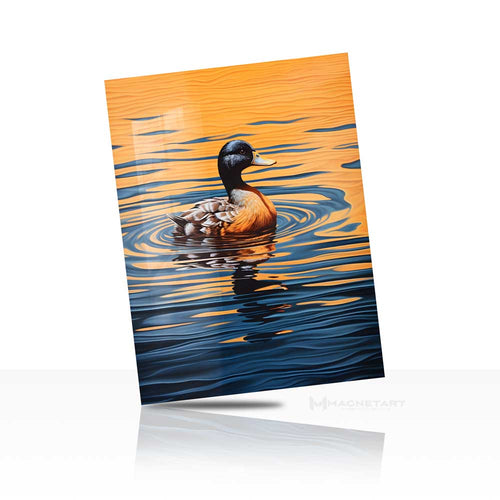 Golden Drift – Duck Reflection Wall Art