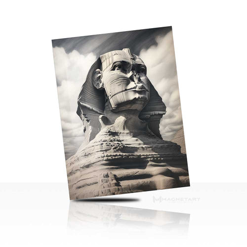 Eternal Sphinx Metal Wall Art – Black & White Egyptian Monument Aluminium Print | MagnetArt