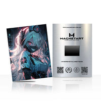 Aqua Spirit Enchantress Metal Wall Art – Ethereal Anime Fantasy Portrait Magnetic Aluminium Print | MagnetArt