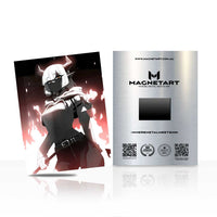 Crimson Shadow Warrior Metal Wall Art – Dark Anime Fantasy Magnetic Aluminium Print  MagnetArt