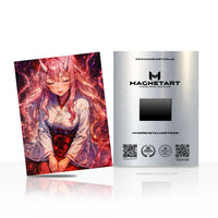 Inferno Spirit Empress Metal Wall Art – Fiery Fantasy Anime Portrait Magnetic Aluminium Print | MagnetArt