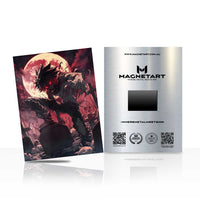 Crimson Eclipse Titan Metal Wall Art – Dark Fantasy Beast Magnetic Aluminium Print | MagnetArt