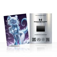 Celestial Frost Kitsune Metal Wall Art – Ethereal Spirit Fox Guardian Magnetic Aluminium Print | MagnetArt