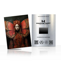 Crimson Butterfly Queen Metal Wall Art – Mystical Fantasy Portrait Magnetic Aluminium Print | MagnetArt