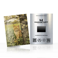 Enchanted Forest Cat Metal Wall Art – Whimsical Nature Illustration Magnetic Aluminium Print | MagnetArt