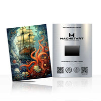 Kraken Ship Battle Metal Wall Art – Ocean Fantasy Tentacle Scene Aluminium Print | MagnetArt