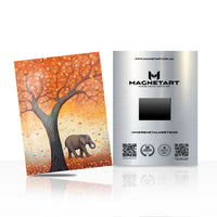 Autumn Elephant Tree Metal Wall Art – Whimsical Wildlife Landscape Magnetic Aluminium Print | MagnetArt