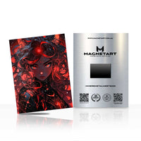 Infernal Ruby Oracle Metal Wall Art – Dark Fantasy Sorceress Magnetic Aluminium Print | MagnetArt