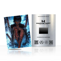 Frostborn Abyss Warrior Metal Wall Art – Dark Fantasy Demon Hunter Magnetic Aluminium Print | MagnetArt