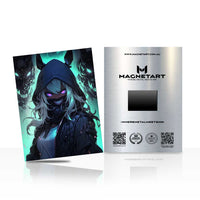 Spectral Void Ranger Metal Wall Art – Dark Fantasy Hooded Warrior Magnetic Aluminium Print | MagnetArt