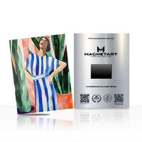 Tropical Stripes Muse Metal Wall Art – Contemporary Fashion Portrait Magnetic Aluminium Print | MagnetArt