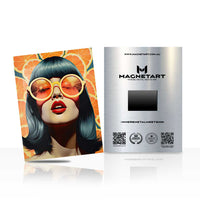 Retro Citrus Chic Metal Wall Art – Fashion Pop Art Portrait Magnetic Aluminium Print | MagnetArt
