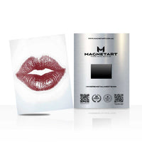 Crimson Kiss Pop Art Metal Wall Art – Glamorous Lips Illustration Magnetic Aluminium Print | MagnetArt