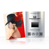 Crimson Elegance Silhouette Metal Wall Art – Sophisticated Fashion Portrait Magnetic Aluminium Print | MagnetArt
