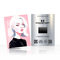 Blush Pop Fashion Portrait Metal Wall Art – Modern Feminine Magnetic Aluminium Print | MagnetArt