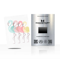 Pastel Flamingo Parade Metal Wall Art – Minimalist Tropical Bird Magnetic Aluminium Print | MagnetArt
