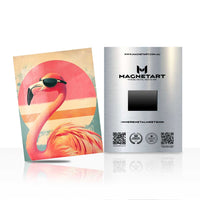 Retro Flamingo Wall Art – Tropical Sunset Magnetic Aluminium Print | MagnetArt
